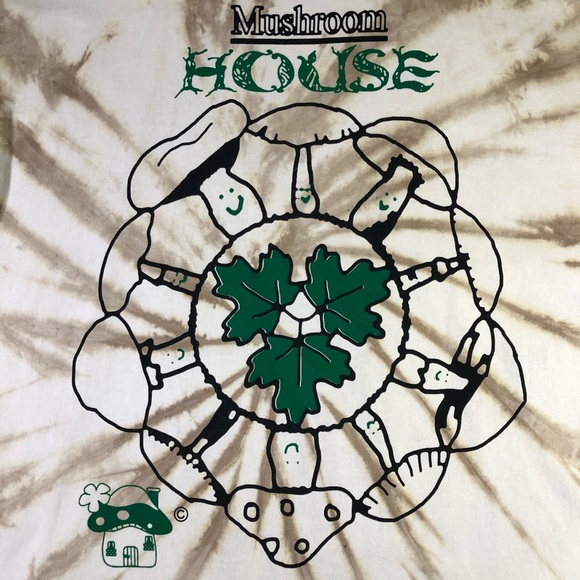 Online Ceramics Mushroom House Have Fungi But Be Careful Tie Dye L/S T Shirt 2XL - Picture 4 of 16